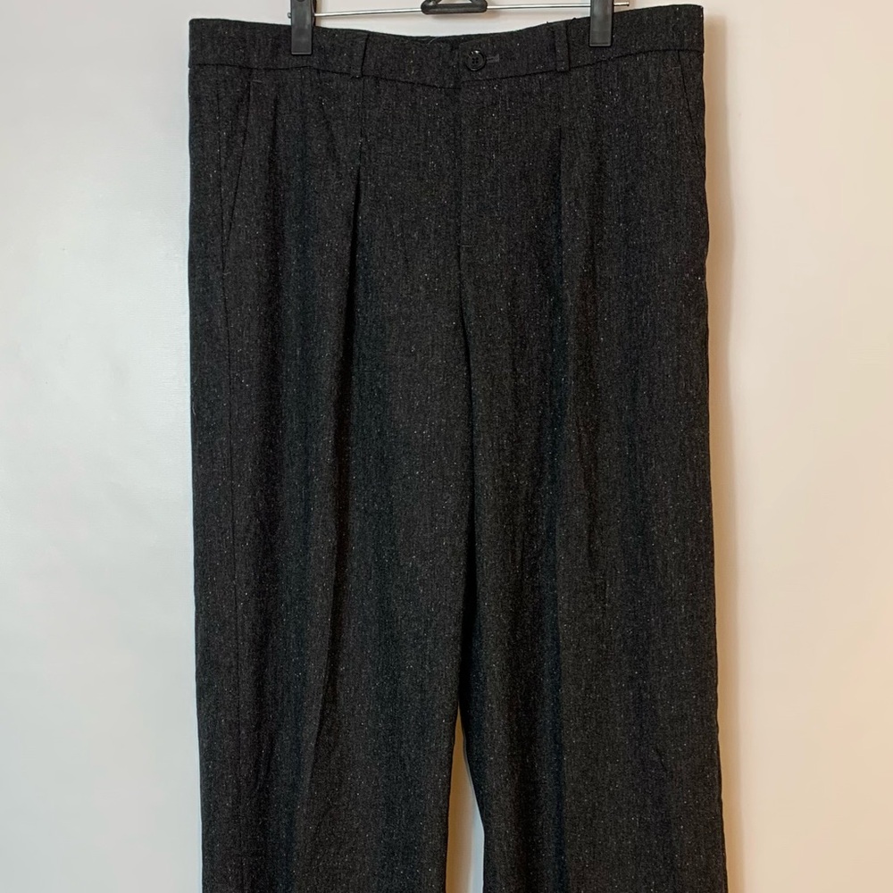 Banana Republic Women Charcoal Speckled Tweed Wide Leg Pants Sz 12